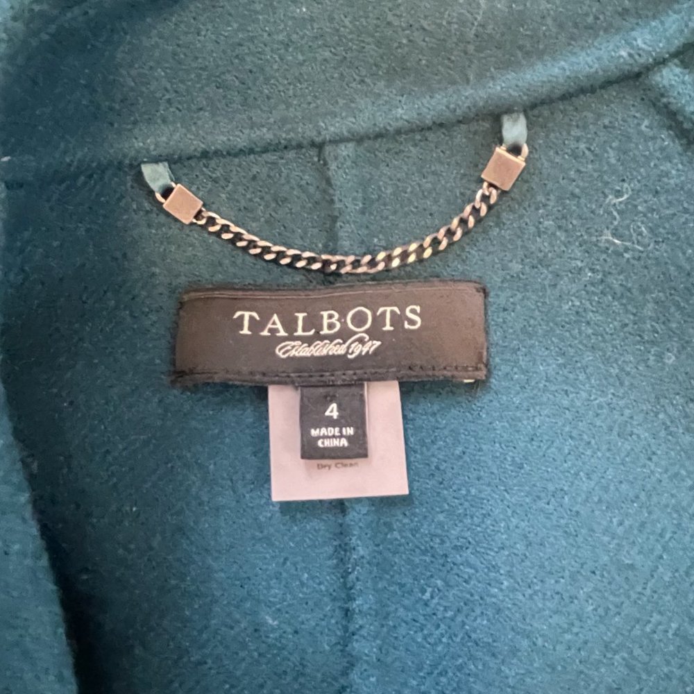Talbots Women's Dark Teal 100% Wool Open Front Jacket w/Pockets - Picture 5 of 5